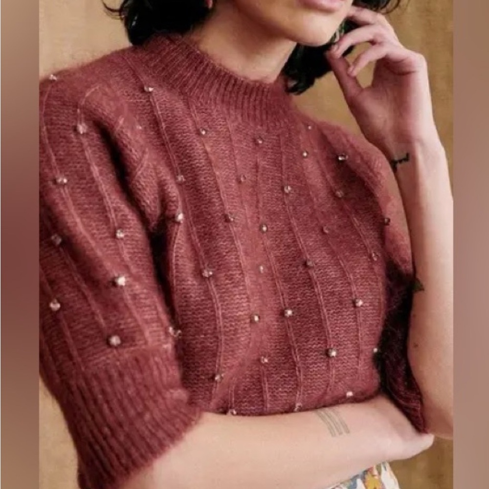 Sezane embellished rhinestone Celeste sweater